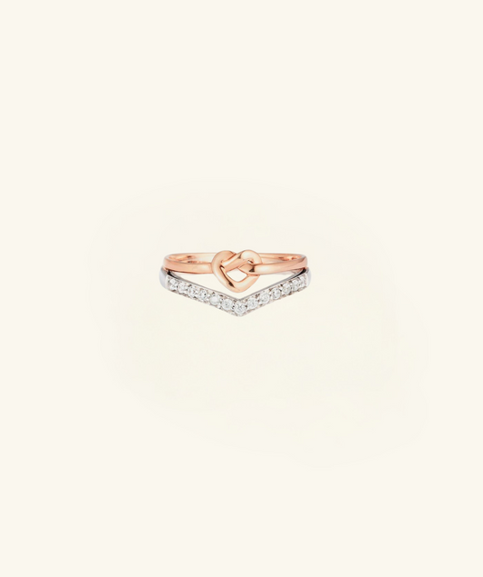 Knotted Heart Shape Inlaid Zircon Ring