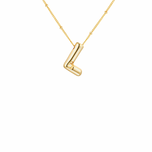 Gold-Plated Bubble Initial Necklace ( K - S )