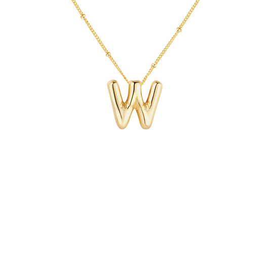 Gold-Plated Bubble Initial Necklace ( T - Z )