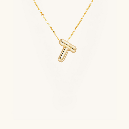Gold-Plated Bubble Initial Necklace ( T - Z )