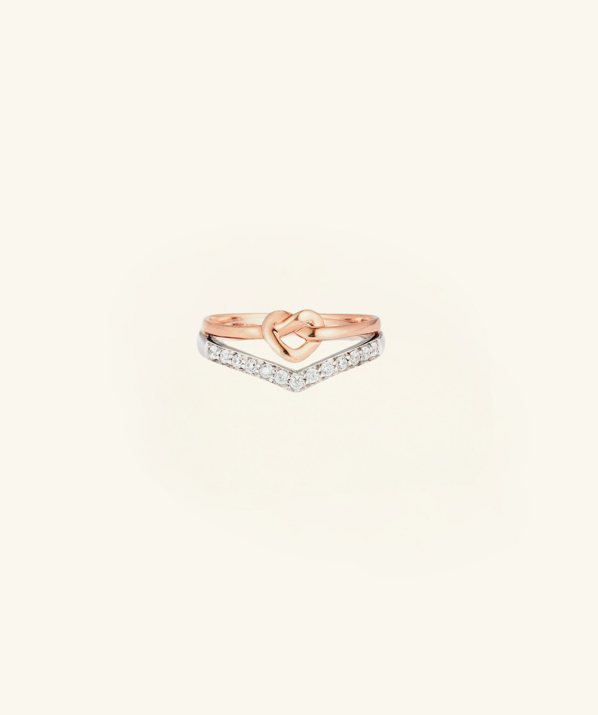 Knotted Heart Shape Inlaid Zircon Ring