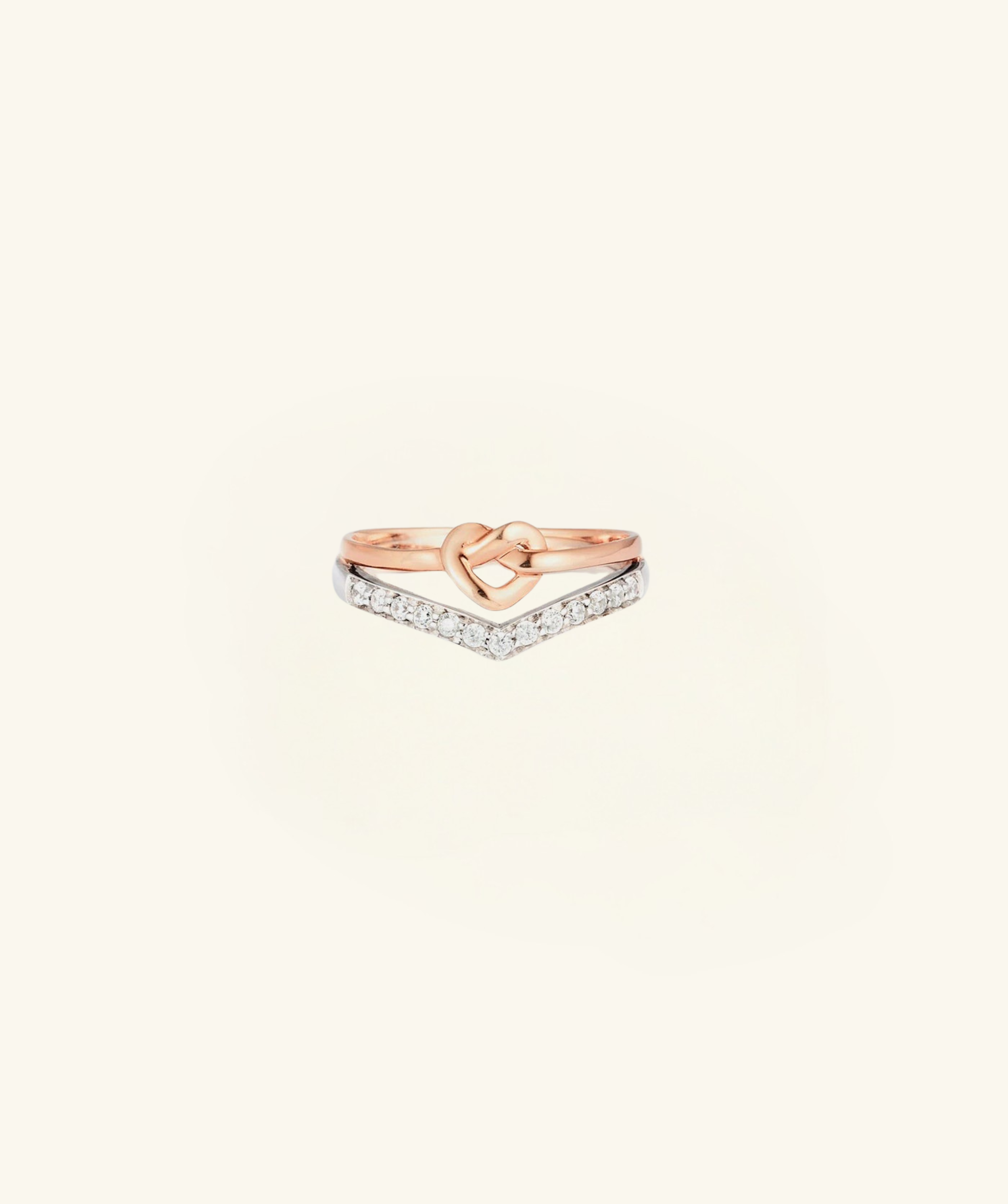 Knotted Heart Shape Inlaid Zircon Ring