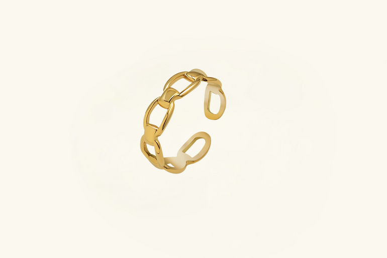 Titanium Steel Gold-Plated Adjustable Ring