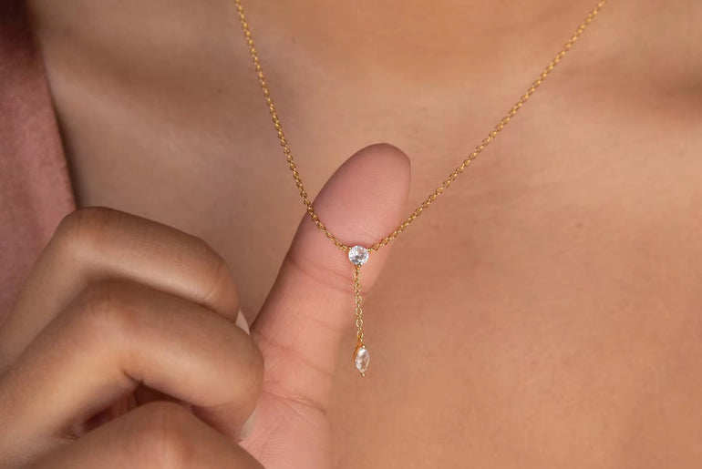 Marquise Drop Lariat Necklace