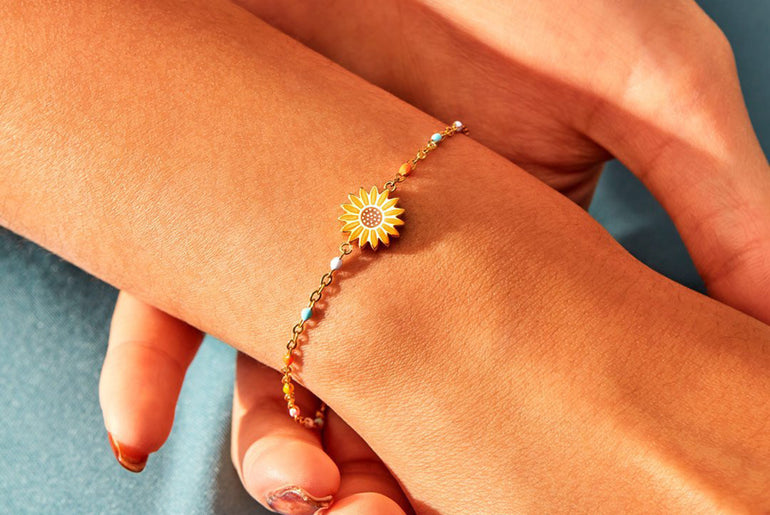 Sunflower Shape 18K Gold-Plated Bead Bracelet