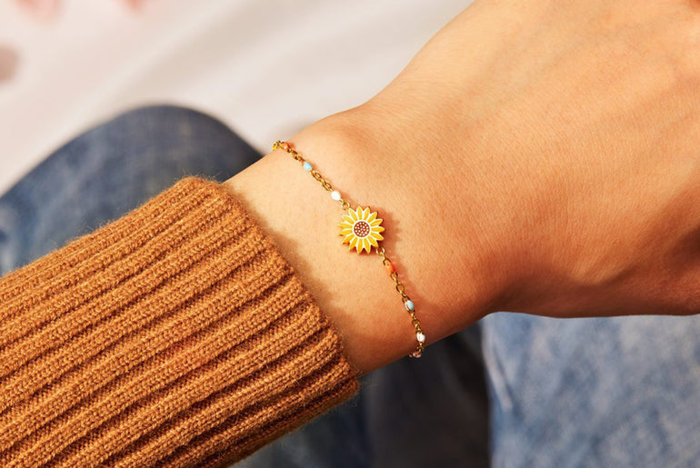 Sunflower Shape 18K Gold-Plated Bead Bracelet