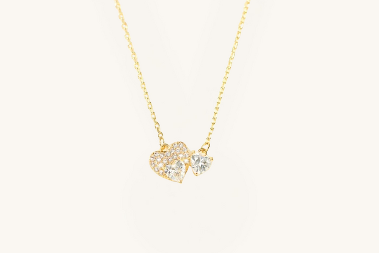 18K Gold-Plated 925 Sterling Silver Zircon Heart Necklace