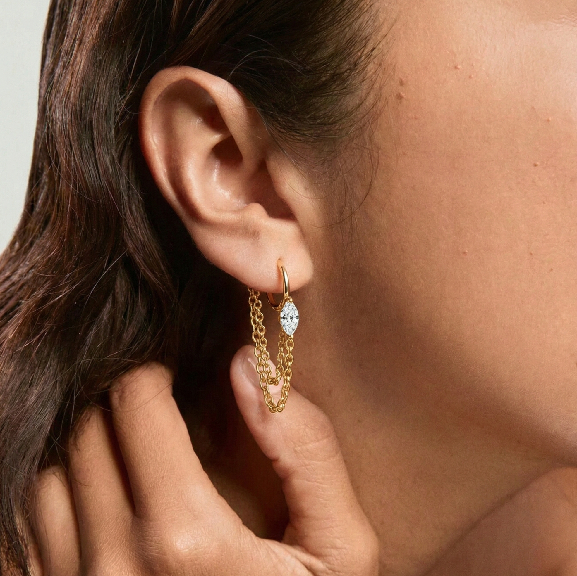 Marquise Double Chain Earring