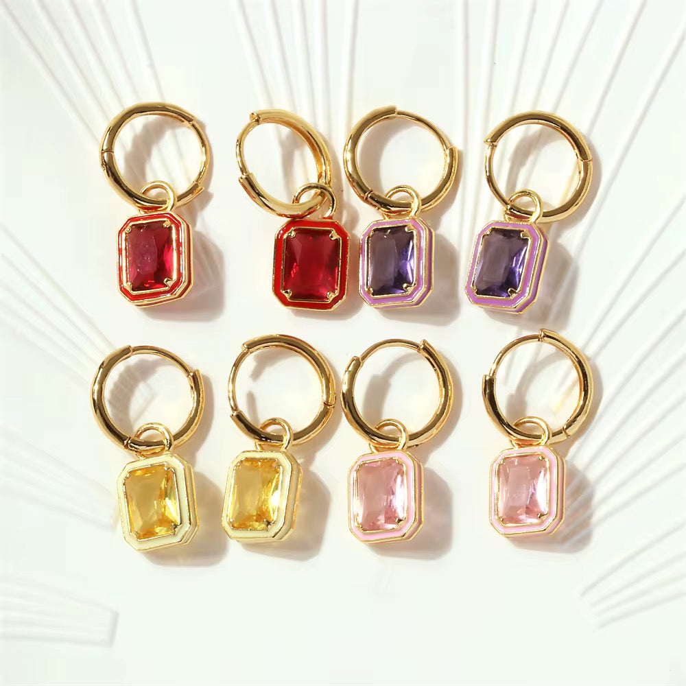 Baguette Glow Drop Hoops