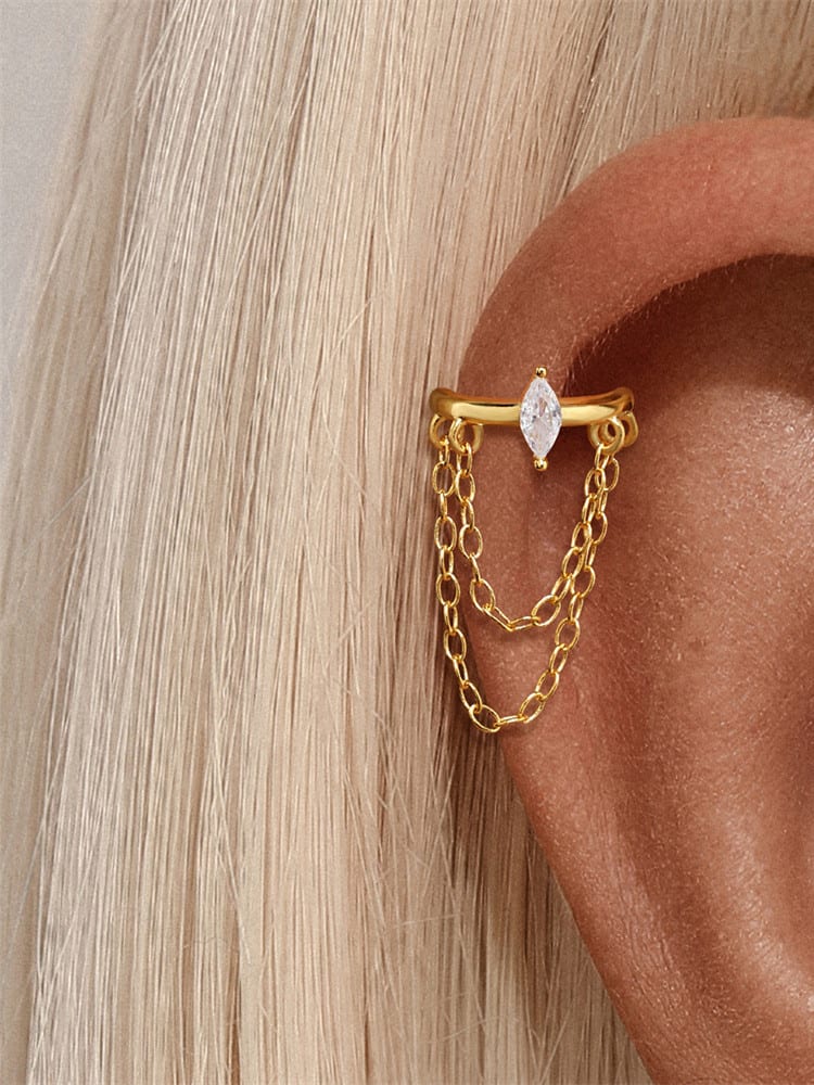 Marquise Double Chain Earring