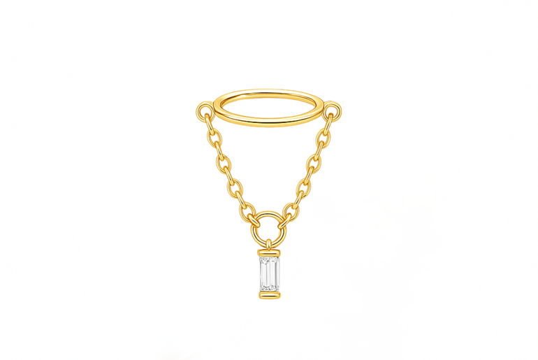 Baguette Drop Chain Earring