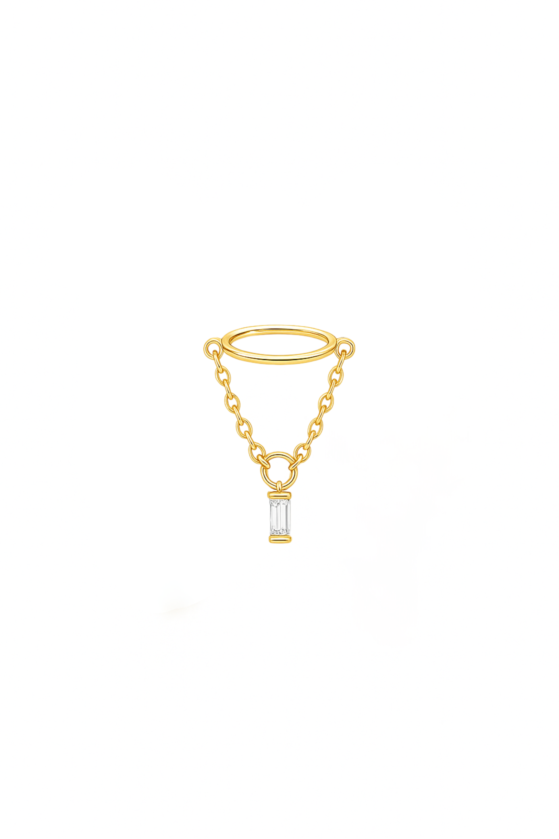 Baguette Drop Chain Earring