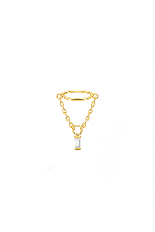 Baguette Drop Chain Earring