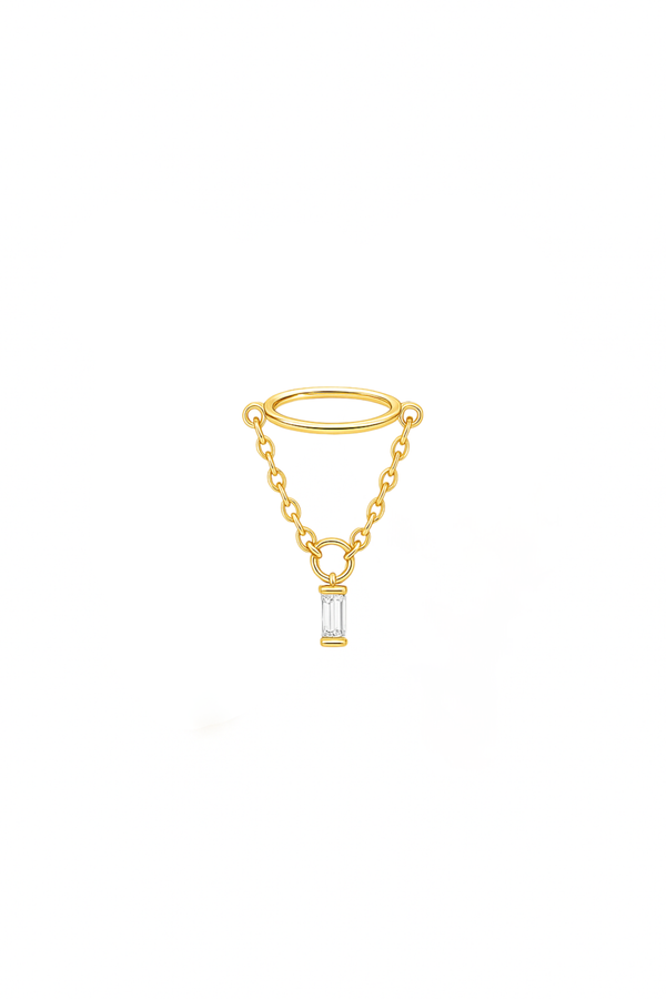 Baguette Drop Chain Earring