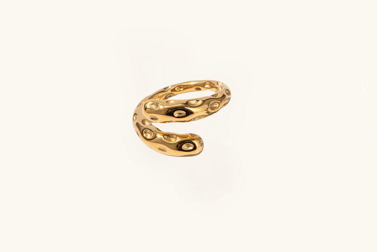 Titanium Steel Gold-Plated Bypass Ring