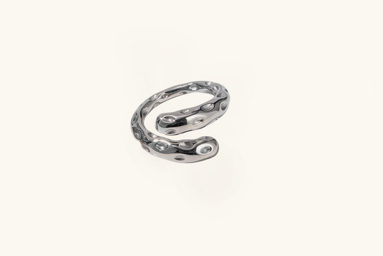 Titanium Steel Gold-Plated Bypass Ring