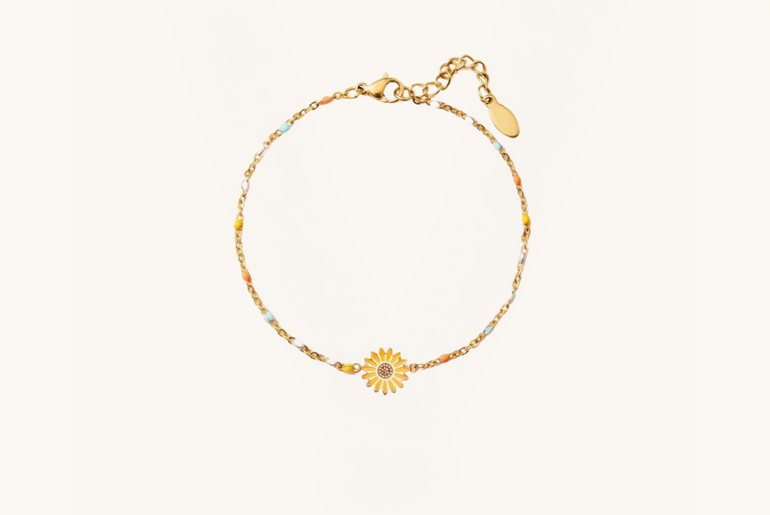 Sunflower Shape 18K Gold-Plated Bead Bracelet