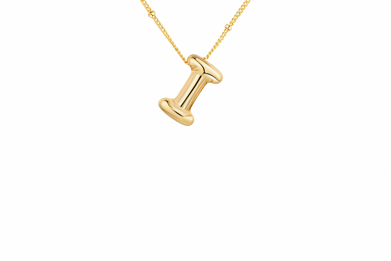Gold-Plated Bubble Initial Necklace ( A - J )