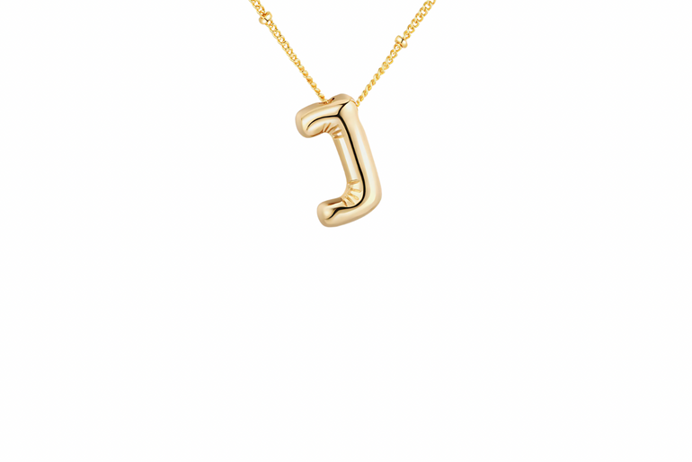 Gold-Plated Bubble Initial Necklace ( A - J )