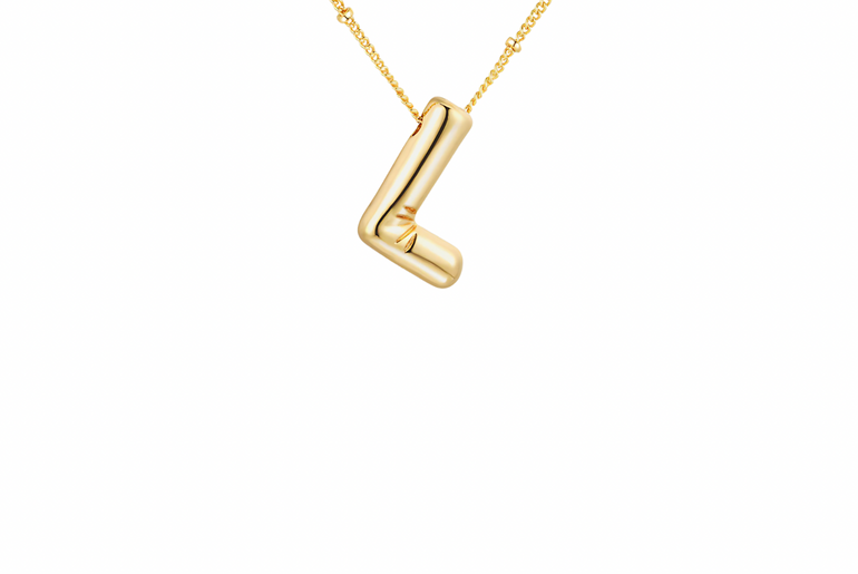 Gold-Plated Bubble Initial Necklace ( K - S )