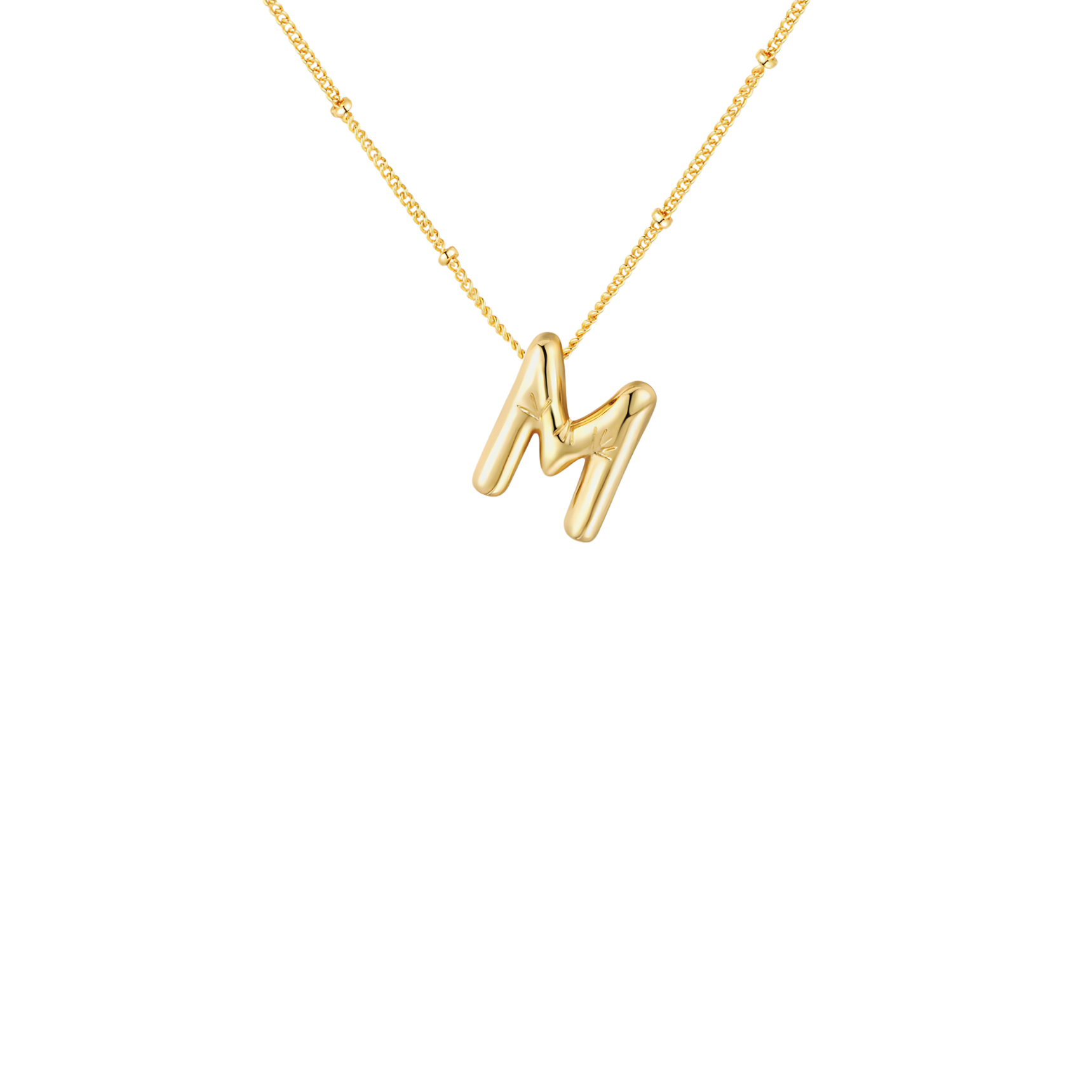 Gold-Plated Bubble Initial Necklace ( K - S )