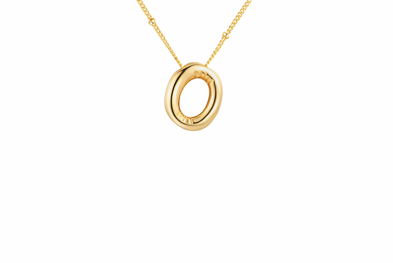 Gold-Plated Bubble Initial Necklace ( K - S )
