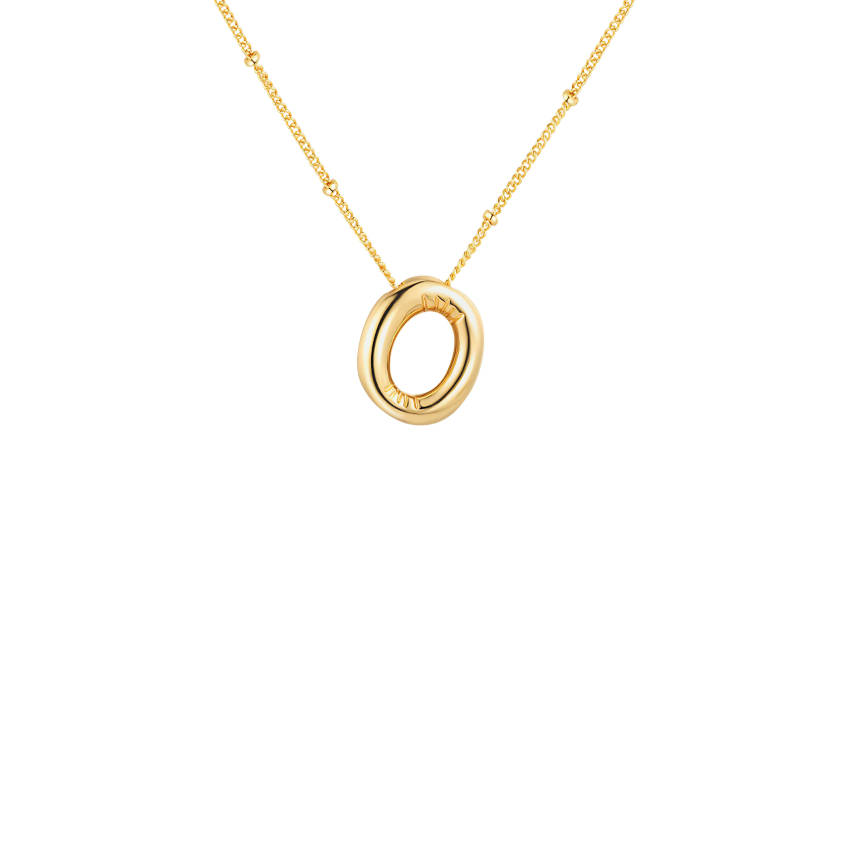 Gold-Plated Bubble Initial Necklace ( K - S )