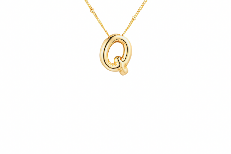 Gold-Plated Bubble Initial Necklace ( K - S )