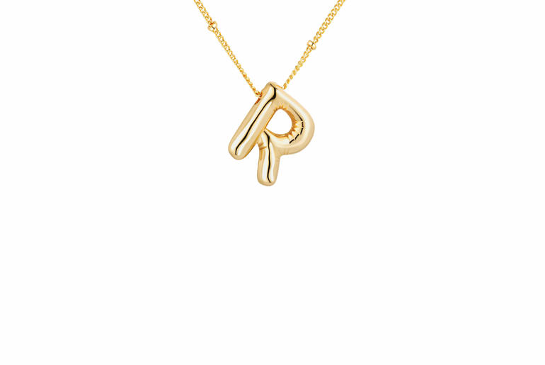 Gold-Plated Bubble Initial Necklace ( K - S )