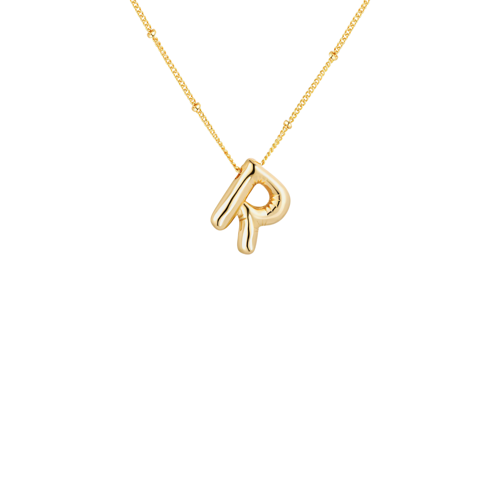 Gold-Plated Bubble Initial Necklace ( K - S )