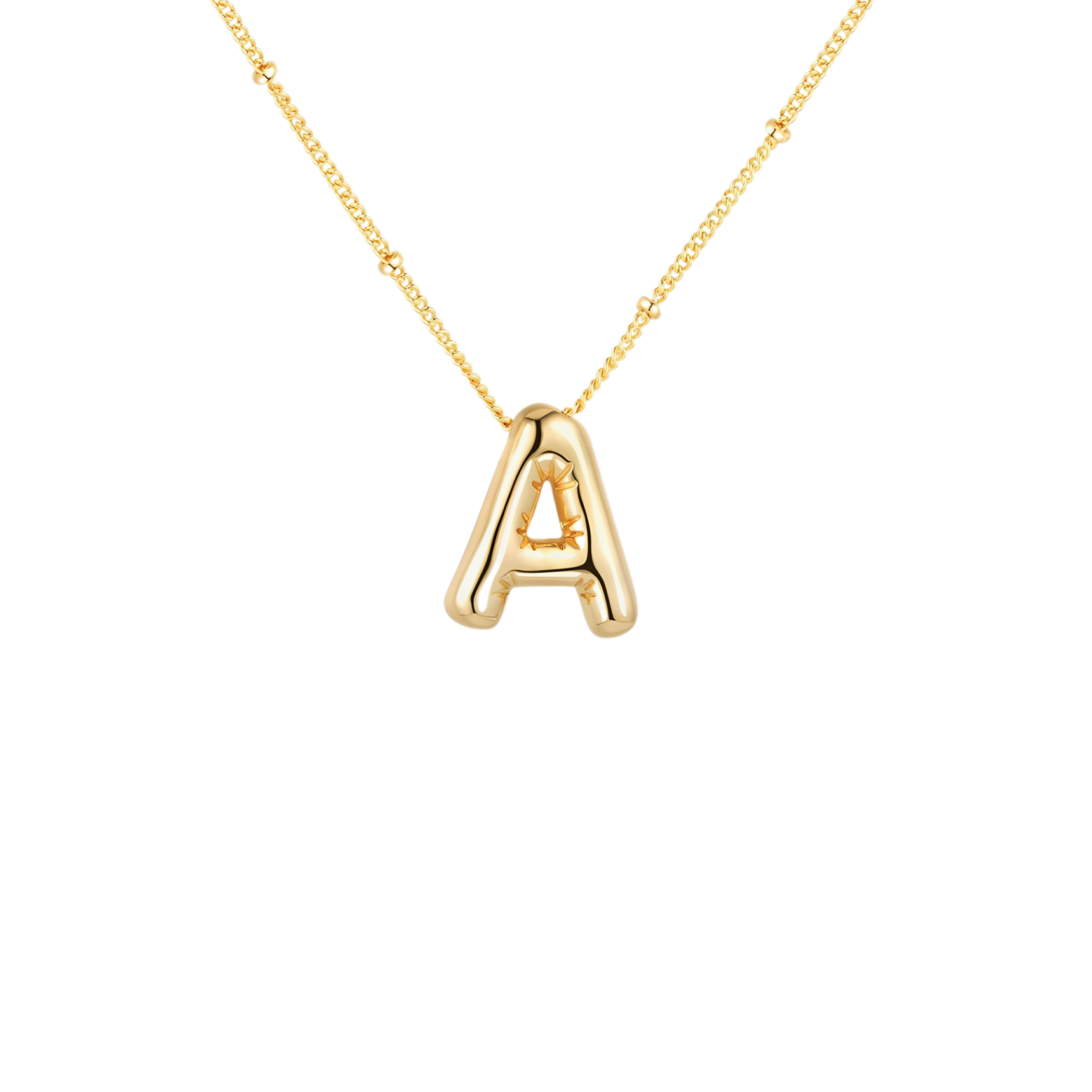 Gold-Plated Bubble Initial Necklace ( A - J )