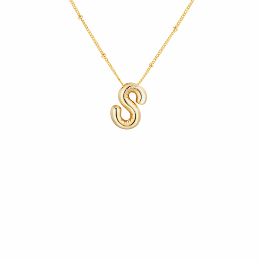 Gold-Plated Bubble Initial Necklace ( K - S )