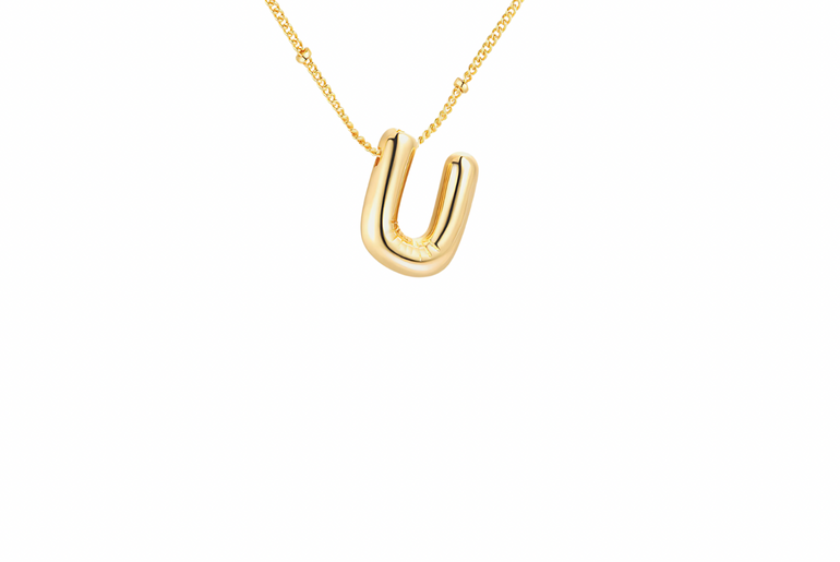 Gold-Plated Bubble Initial Necklace ( T - Z )