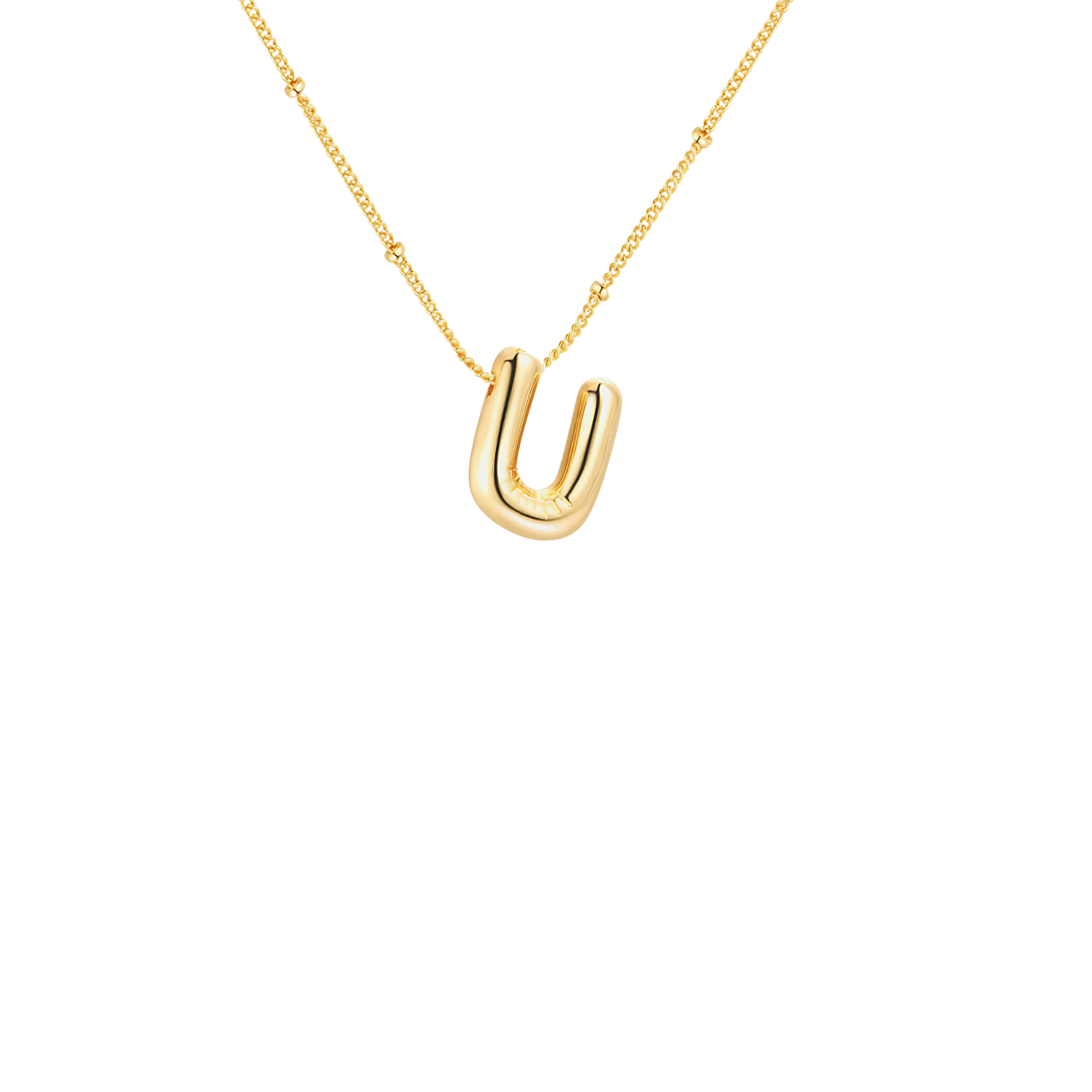 Gold-Plated Bubble Initial Necklace ( T - Z )