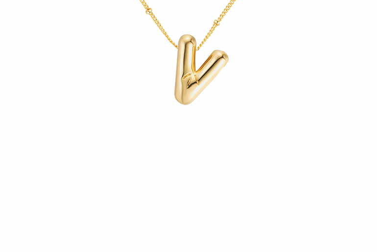 Gold-Plated Bubble Initial Necklace ( T - Z )