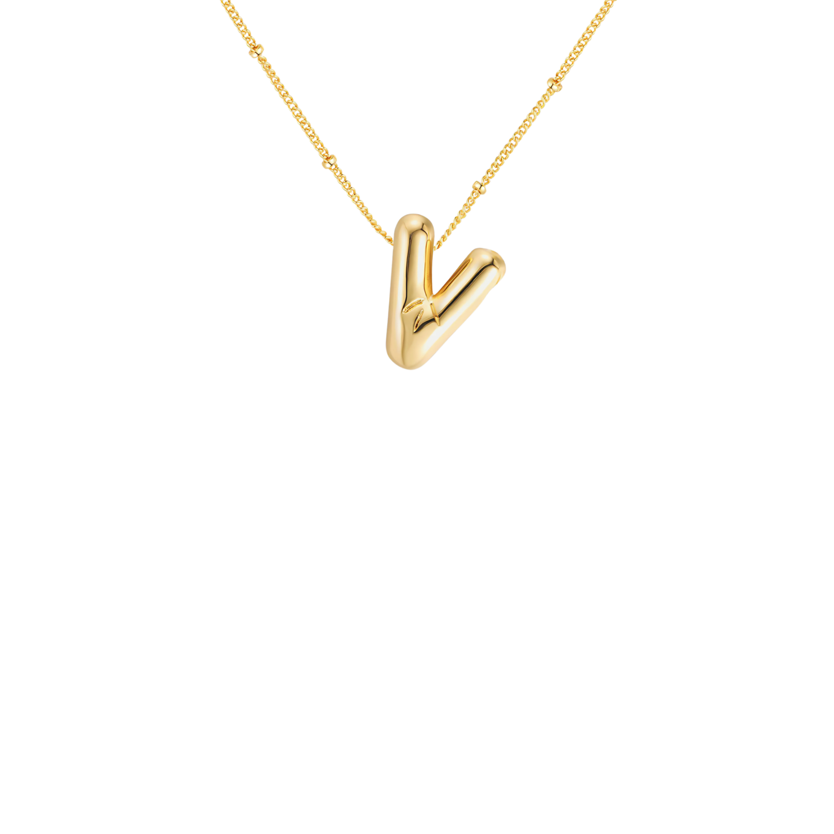 Gold-Plated Bubble Initial Necklace ( T - Z )