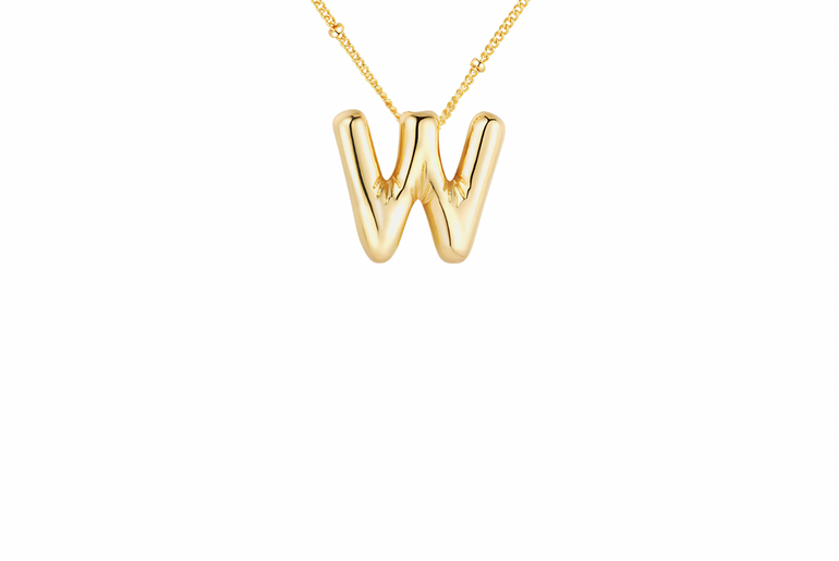Gold-Plated Bubble Initial Necklace ( T - Z )