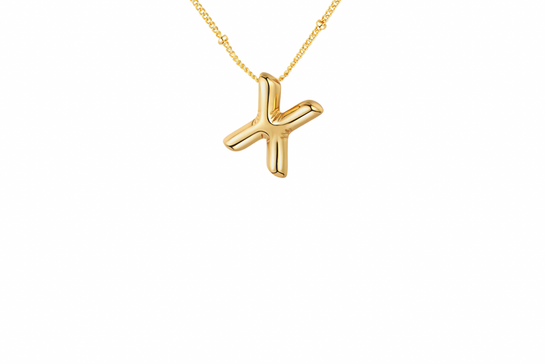 Gold-Plated Bubble Initial Necklace ( T - Z )