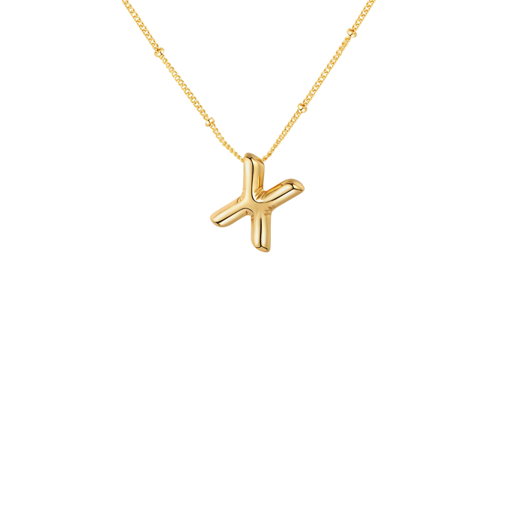 Gold-Plated Bubble Initial Necklace ( T - Z )