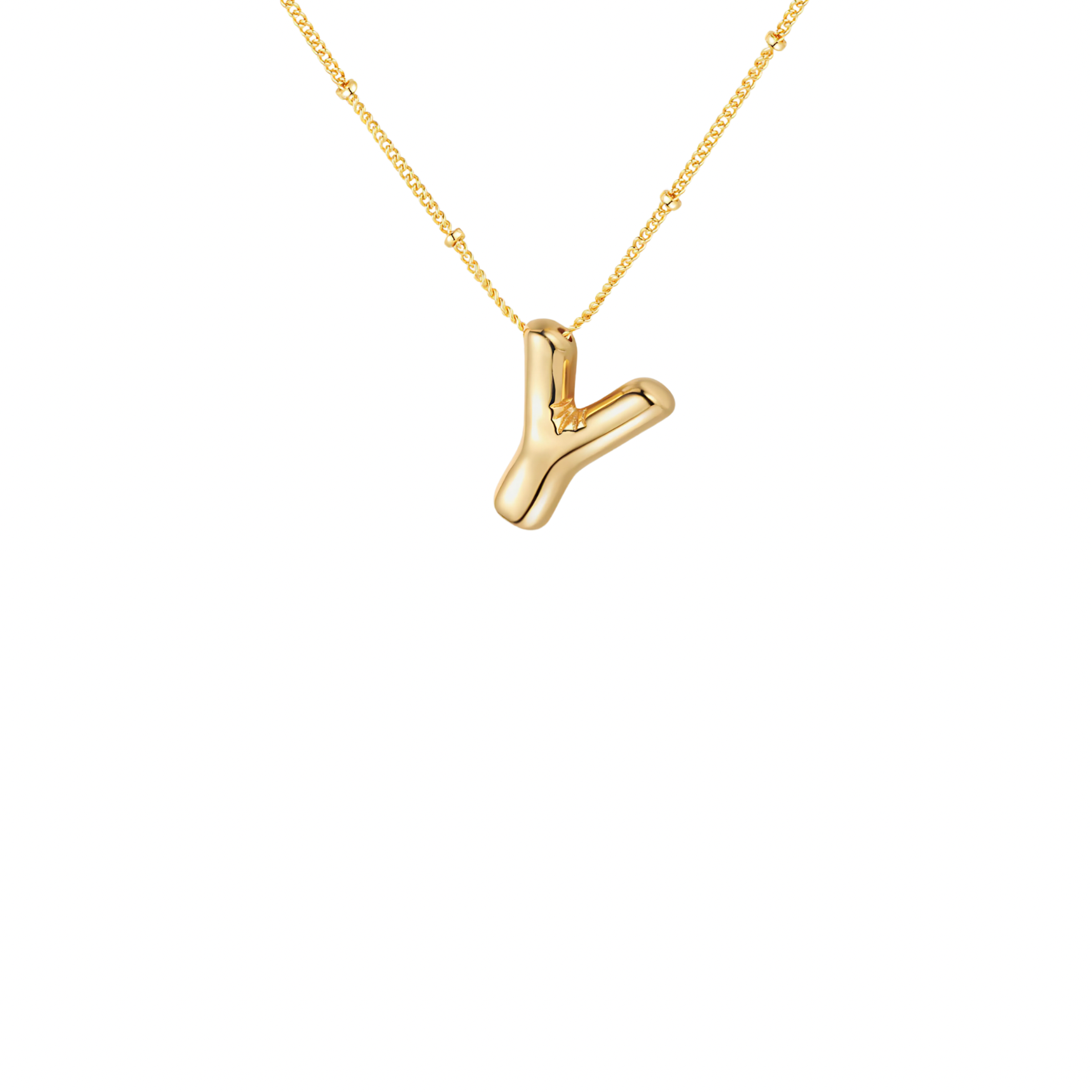 Gold-Plated Bubble Initial Necklace ( T - Z )