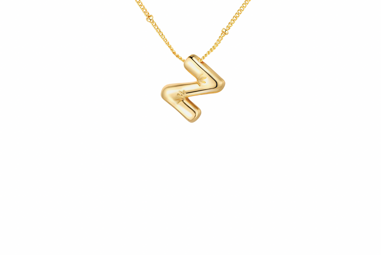 Gold-Plated Bubble Initial Necklace ( T - Z )