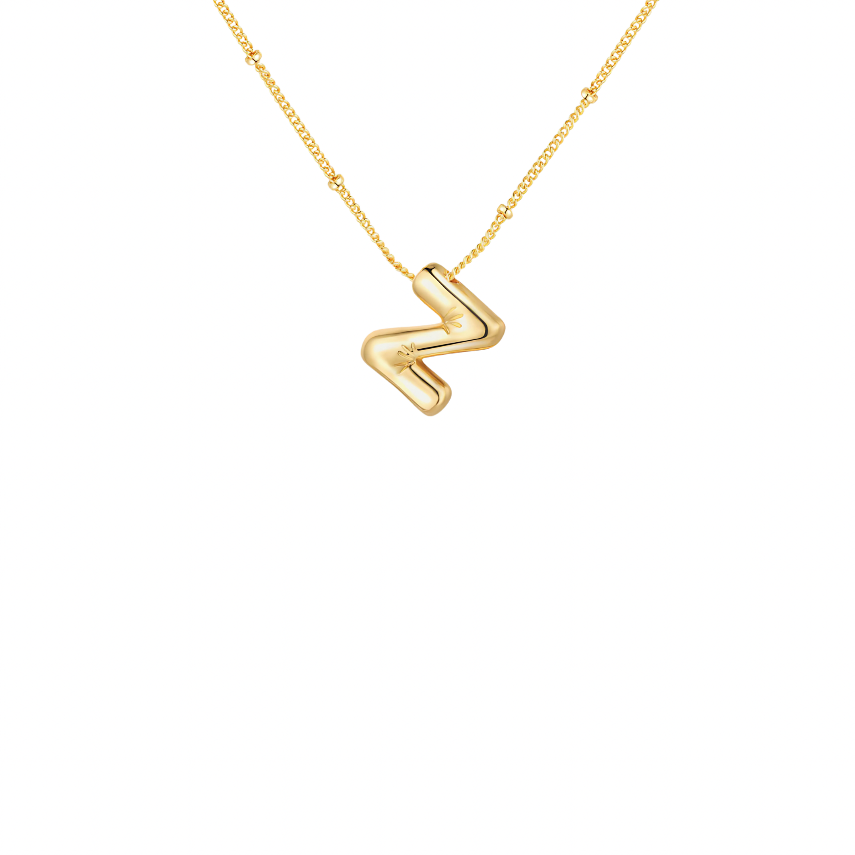 Gold-Plated Bubble Initial Necklace ( T - Z )