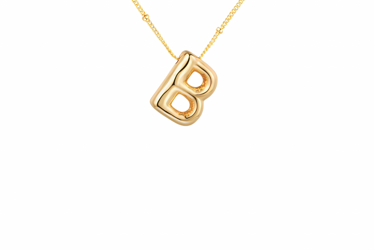 Gold-Plated Bubble Initial Necklace ( A - J )