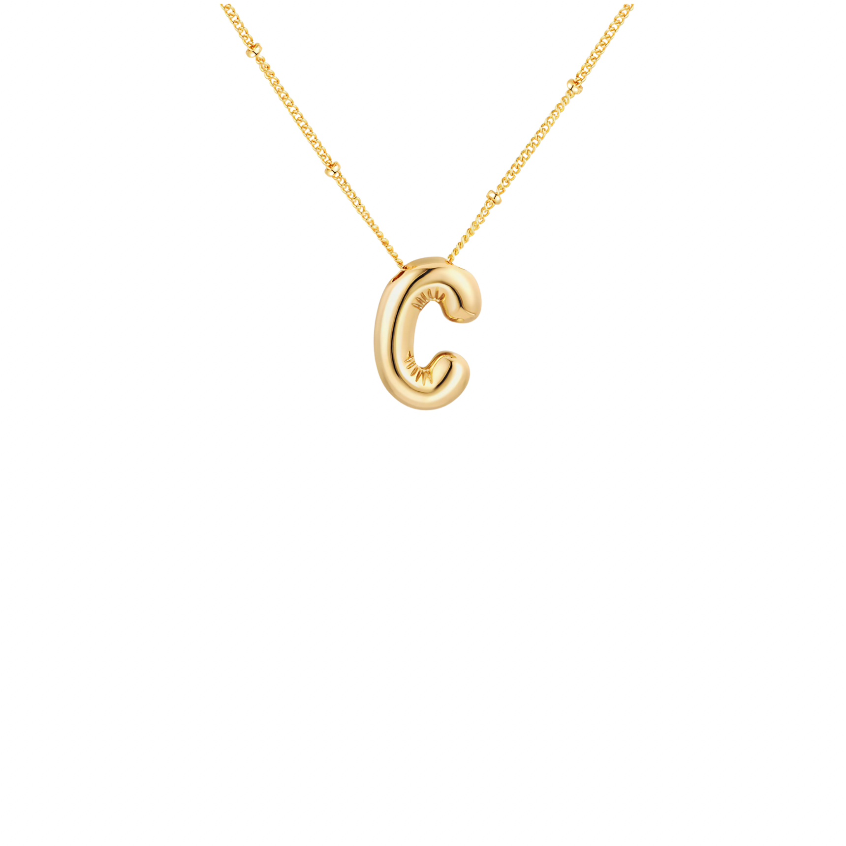 Gold-Plated Bubble Initial Necklace ( A - J )