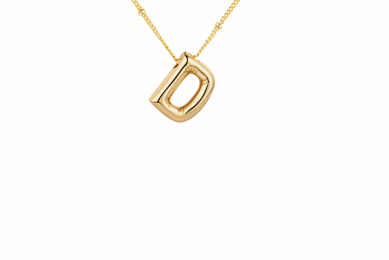 Gold-Plated Bubble Initial Necklace ( A - J )