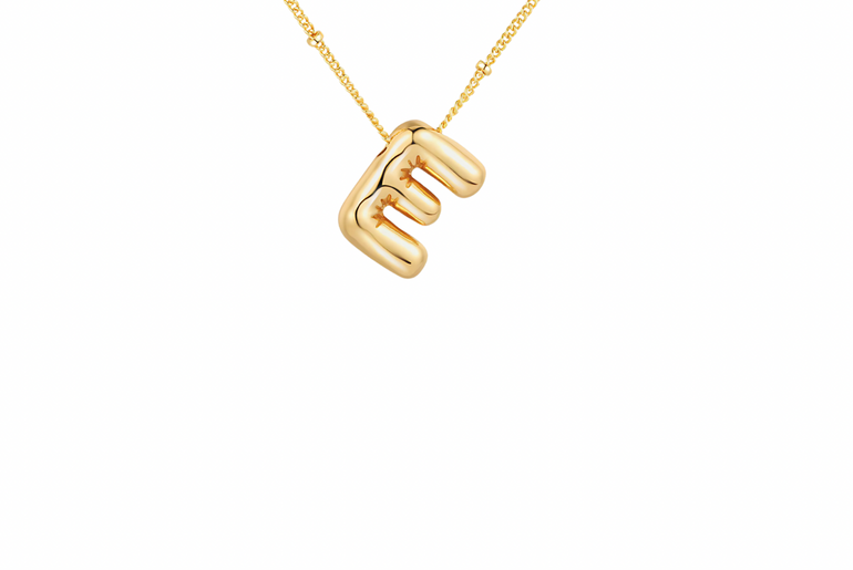 Gold-Plated Bubble Initial Necklace ( A - J )