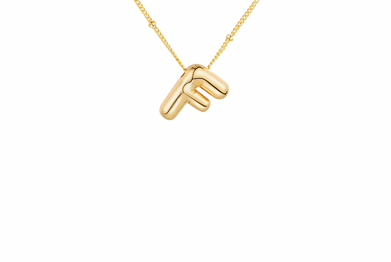 Gold-Plated Bubble Initial Necklace ( A - J )