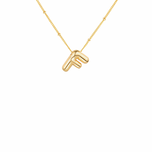 Gold-Plated Bubble Initial Necklace ( A - J )