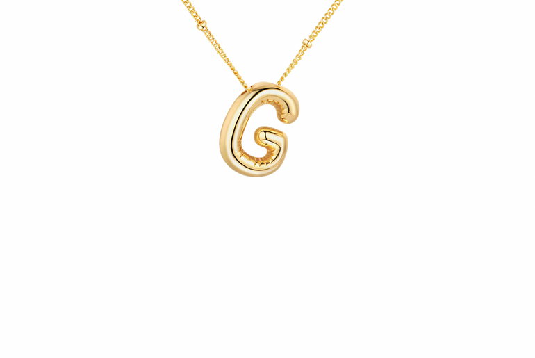 Gold-Plated Bubble Initial Necklace ( A - J )