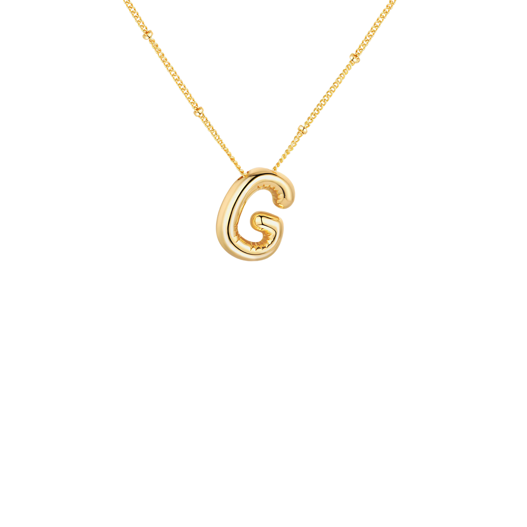 Gold-Plated Bubble Initial Necklace ( A - J )